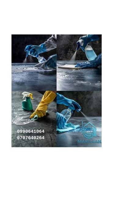 Клининг кызматтары: Бөлмөлөрдү тазалоо, | Жалпы тазалоо, Оңдоо иштеринен кийин тазалоо, Терезелерди жуу, | Батирлер, Үйлөр — 1