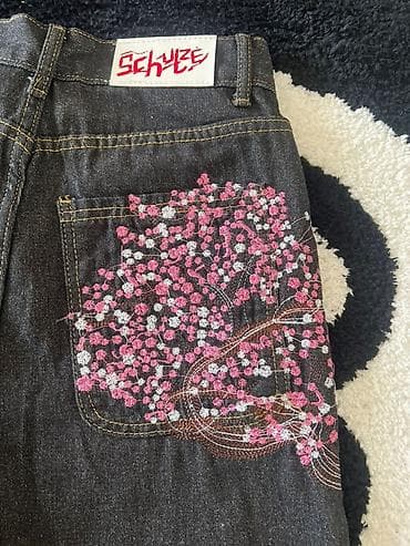 mind error jeans: Джинсы, Прямые, С вышивкой, S — 3