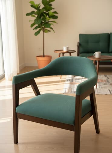 Кресло с мягкими подлокотниками в стиле mid-century - Обивка at lalafo.kg Кресло с мягкими подлокотниками в стиле mid-century - Обивка