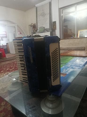 Комузы: Аккордеон с клавиатурой пианино, сине-перламутровый корпус — 3