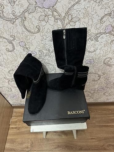 обувь женская деми: Сапоги, 35, 35.5, Basconi, Б/у, цвет - Черный, Самовывоз — 1