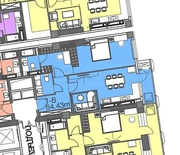 14: 2 комнаты, 64 м², Кок-Жар мкр Элитка, 10 этаж, ПСО (под самоотделку) — 3