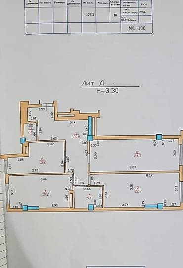 variant kg: 3 комнаты, 107 м², Элитка, 4 этаж, Готовая ПСО (под самоотделку) — 3