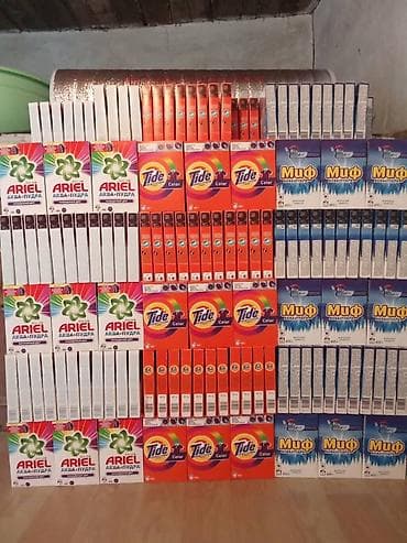 жидкий порошок для стирки: Стиральные порошки в коробках, ассортимент популярных брендов: - — 1