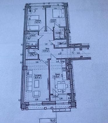 квартиры в каинды: 3 комнаты, 96 м², Элитка, 7 этаж, Готовая ПСО (под самоотделку) — 3