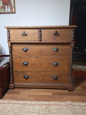 столик туалетный с тумбой и зеркалом: Комод для одежды, Без зеркала, Дерево, цвет - Коричневый — 4