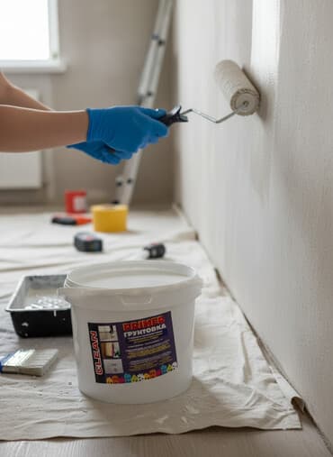 Грунтовка глубокого проникновения в ведре. Подходит для обработки