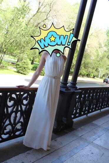 Вечернее платье, Длинная модель, Шифон, Без рукавов, Стразы, S