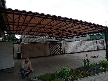 тента: Навесы и укрытия для двора/парковки из металлокаркаса с кровлей из — 4