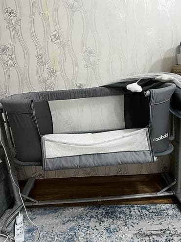 прикроватная люлька: Детская приставная кроватка, Без колесиков, цвет - Серый — 3