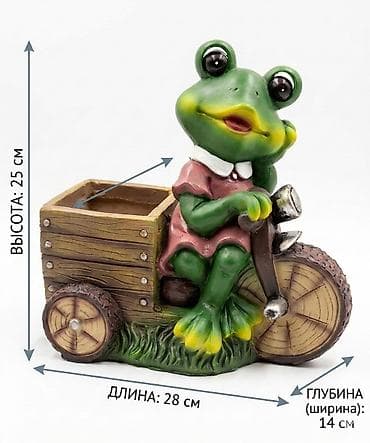 Кашпо-фигурка «Лягушонок на велосипеде с тележкой» - Назначение