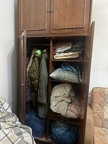 кийим: Шифоньерлер, кийидер үчүн шкафтар, Колдонулган, Түз, Жыгач — 3