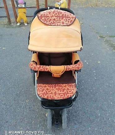 Прогулочная коляска Capella - Тёплый текстиль в коричнево-оранжевой