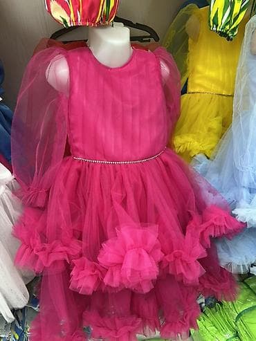 детский шлопка: Детское платье, цвет - Розовый, Новый — 1