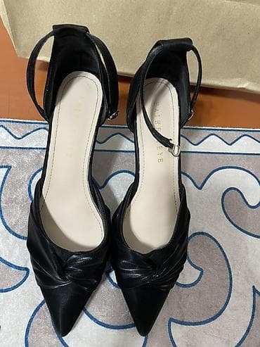 каблуки туфли: Элегантные женские туфли-лодочки с открытой пяткой. - Цвет: черный - — 3