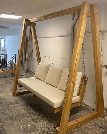 манеж качела: Садовые качели Дерево, Со спинкой, С крышей — 1