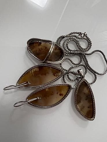 amber elixir: Комплект украшений из натурального дендритового мохового агата в — 3