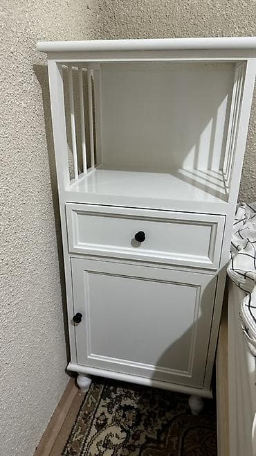 банкетка со спинкой: Прикроватная тумба, Без зеркала, цвет - Белый, МДФ — 1