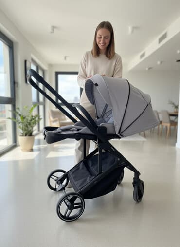 Коляска, цвет - Серебристый, Б/у at lalafo.kg Коляска, цвет - Серебристый, Б/у