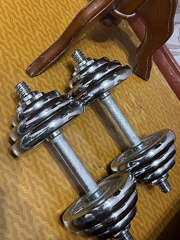 тренировок: Продам разборные хромированные гантели 2×10 кг. Качественный — 1