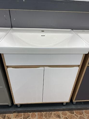 Прикроватные тумбы: Тумба для ванны, С раковиной, Другой материал, цвет - Белый — 1