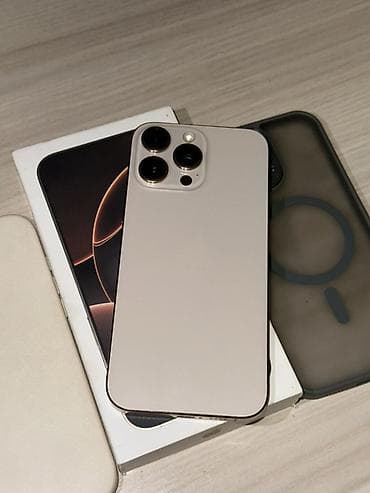 черные часы: IPhone 16 Pro Max, Б/у, 512 ГБ, Desert Titanium, Чехол, Кабель, Коробка, 92 % — 3