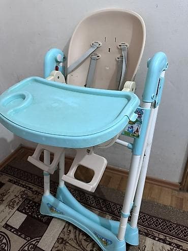 стол стульчик для кормления: Стульчик для кормления, Б/у, Другой бренд, Пластик, Другой вид, цвет - Голубой, В рассрочку, Бесплатная доставка — 1