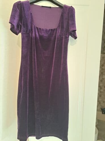 бордовая платья: Вечернее платье, Коктейльное, Средняя модель, Бархат, M, L — 2