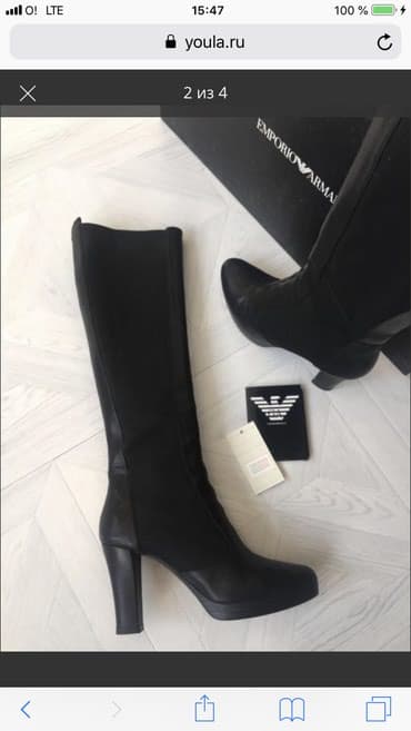 сапоги из натурального меха и кожи: Сапоги, 36, Emporio Armani, Б/у, цвет - Черный, Платная доставка, Самовывоз — 3