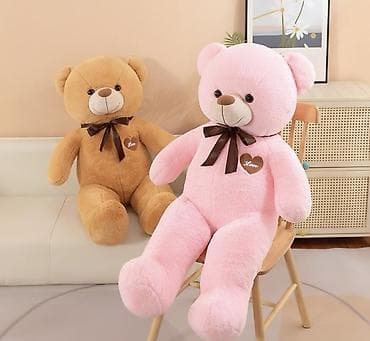Большие плюшевые медведи с бантом 120см - Мягкая плюшевая ткань с