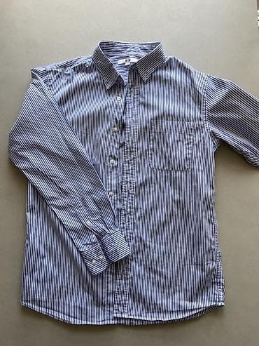 Айымдардын кийими: Рубашка UNIQLO, полоска blue/white - Классический крой с воротником — 1