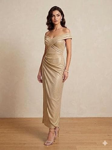 платье для вечеринки: Элегантные вечерние платья 1) Золотистое платье-комбинированного — 1