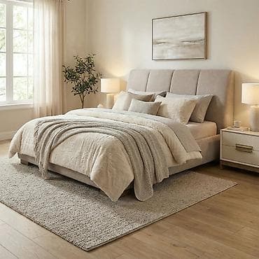 Ашкана гарнитурлары: Уктоочу бөлмө гарнитуру, Эки кишилик керебет, МДФ, түсү - Саргыч боз — 4