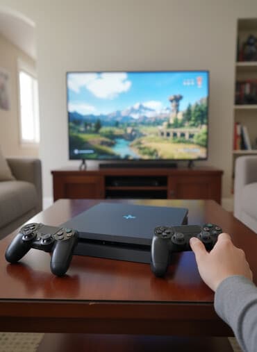 детский планшеты: Игровая приставка Sony PlayStation 4 Slim (черная) в комплекте — 1