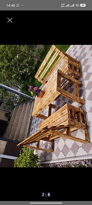 мебель из паллет: Комплект садовой мебели, Диван, Дерево — 10