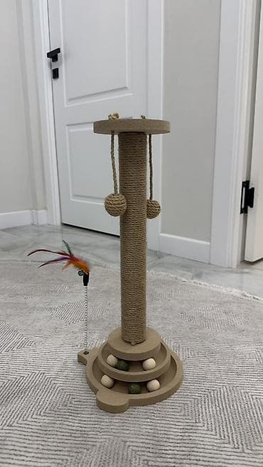 Вязка кошек: Игровая когтеточка для кошек 3-в-1 - Вертикальная стойка, туго — 1