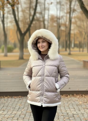 бишкек платья больших размеров: Женская зимняя куртка-пуховик с капюшоном п - Цвет: светло-серый, с — 4