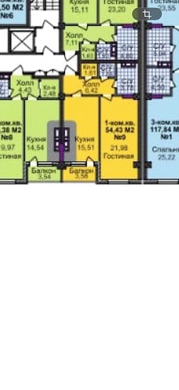 room: 1 комната, 54 м², Элитка, 9 этаж, Готовая ПСО (под самоотделку) — 2