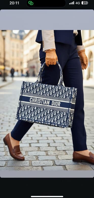 чехлы на ключ: Сумка Christian Dior Book Tote, тканевая. - Цвет: темно‑синий с — 1