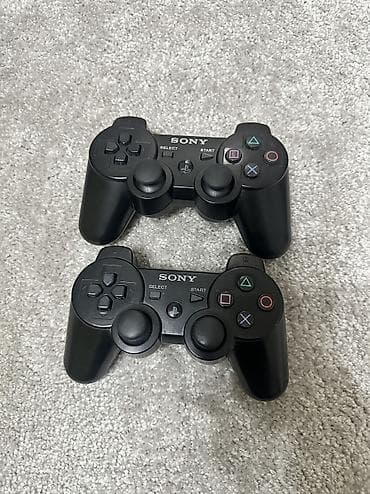 xbox 360 диски купить: PS3 super slim прошитая 2 без проводных геймпада DualShock с 2 шнурами — 5