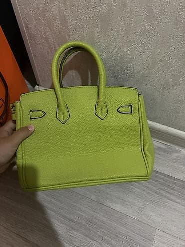 игрушки секса: Женская сумка-тоут в стиле классической Birkin, яркий лаймово-зелёный — 2