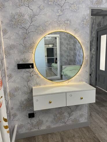 6500с с подсветкой Размер 80 диаметр с рамкой Зеркало + консоли для