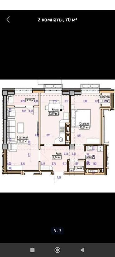 all group: 2 комнаты, 69 м², Элитка, 3 этаж, ПСО (под самоотделку) — 2