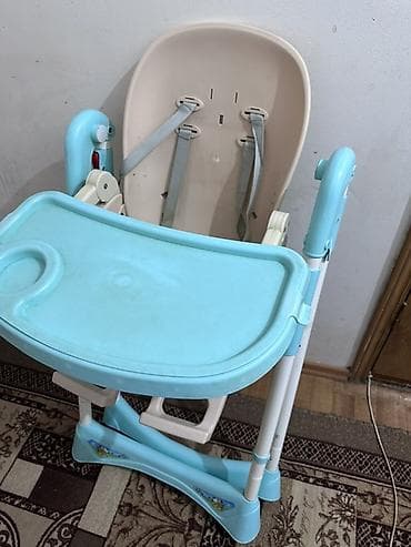 стол стульчик для кормления: Стульчик для кормления, Б/у, Другой бренд, Пластик, Другой вид, цвет - Голубой, В рассрочку, Бесплатная доставка — 2