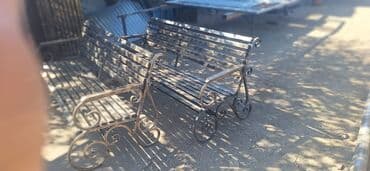 скамейка фото: Скамейка Металл, Со спинкой, Без крыши — 1