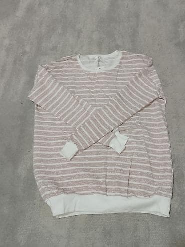 белая рубашка оверсайз: Толстовка/лонгслив с круглым вырезом и длинным рукавом. - Принт — 1