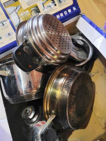 набор инструментов для машины: Набор посуды из нержавеющей стали в фирменной коробке. Состав и — 6