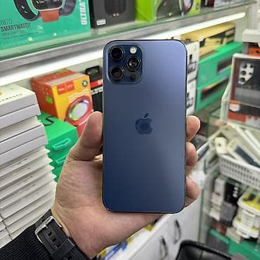 IPhone 12 Pro Max, Б/у, 256 ГБ, Синий, Чехол, 79 %