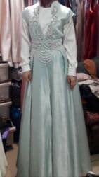 фата на девичник: Платье на кыз узатуу, S, С поясом, Б/у, цвет - Голубой — 5