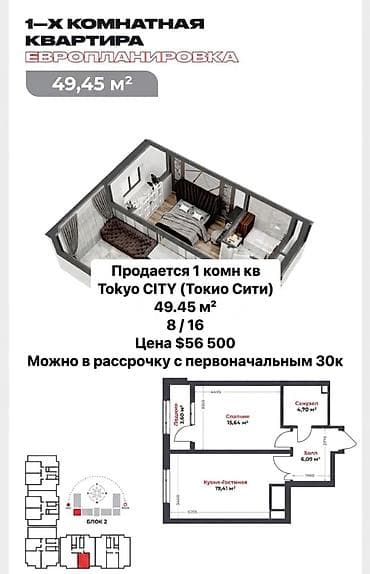 1 комната, 50 м², Элитка, 8 этаж, Готовая ПСО (под самоотделку)